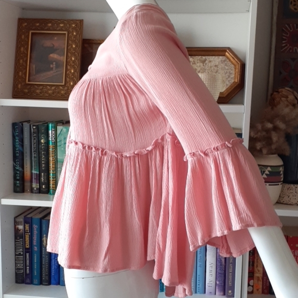 My story pink bohemian flowy blouse P5195 - Picture 3 of 7